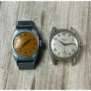 Vintage Westclox Watch Lot 2pc Wristwatch As-Is Parts Repair Patina